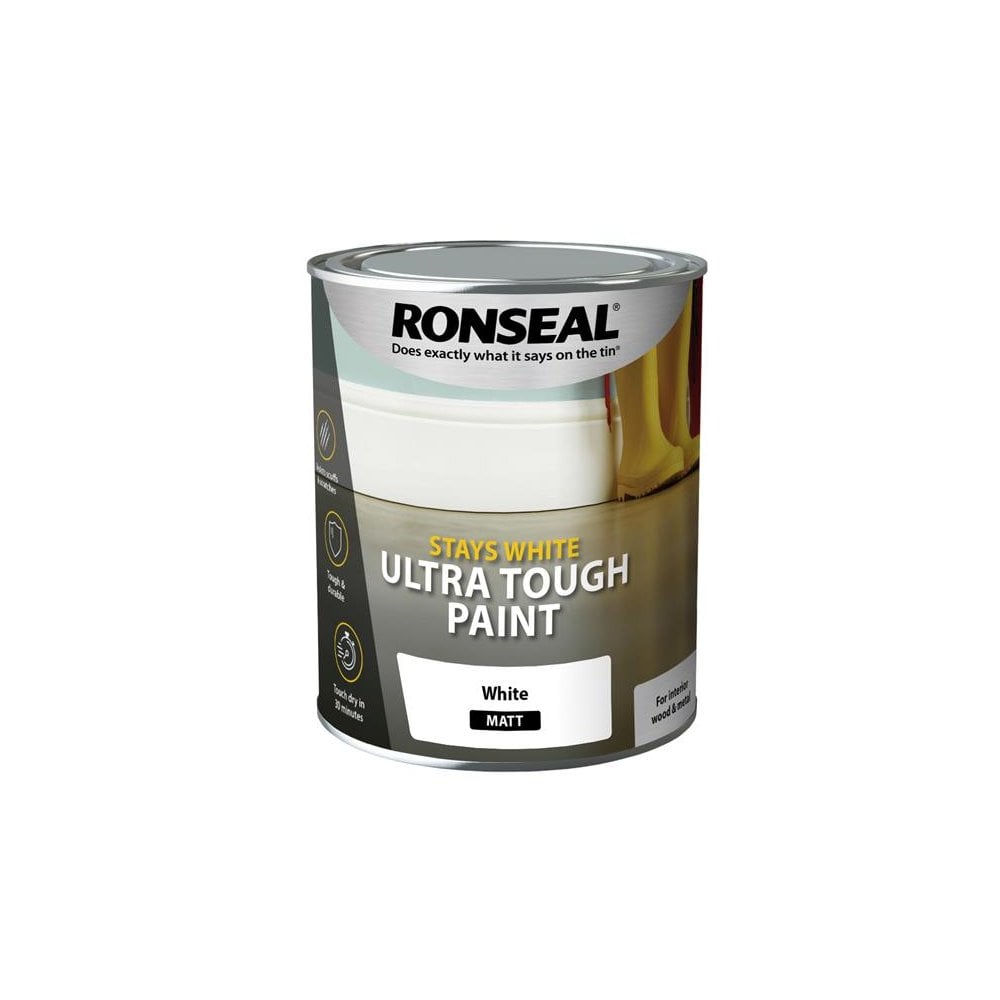 Ronseal Stays White Ultra Tough Paint Matt White 750ml