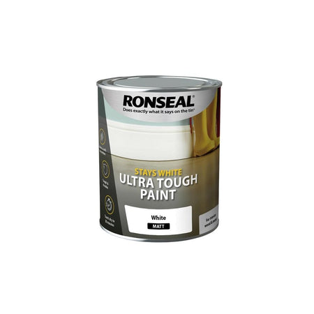 Ronseal Stays White Ultra Tough Paint Matt White 750ml