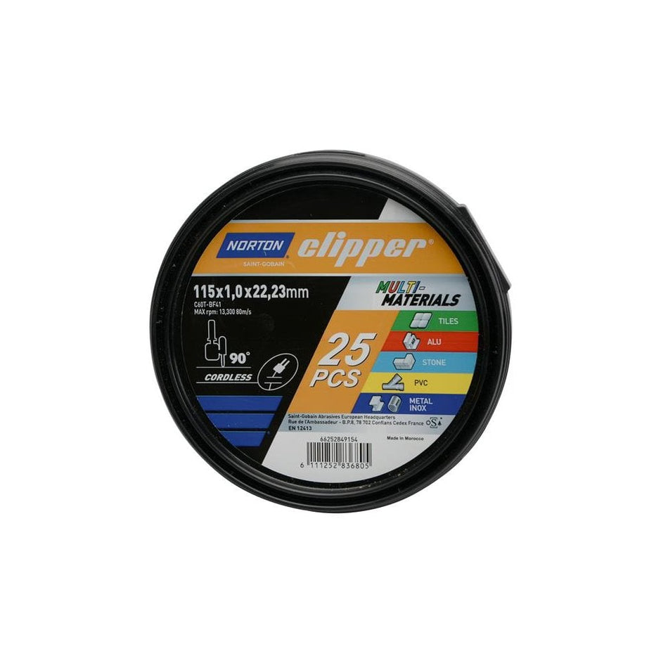 Norton Clipper Clipper© Multi-Material Cutting Discs 115 x 22.23mm (Tub of 25)