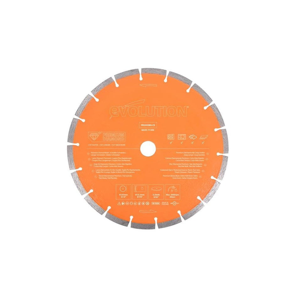 Evolution Premium Diamond Disc Cutter Blade 255 x 22.2mm