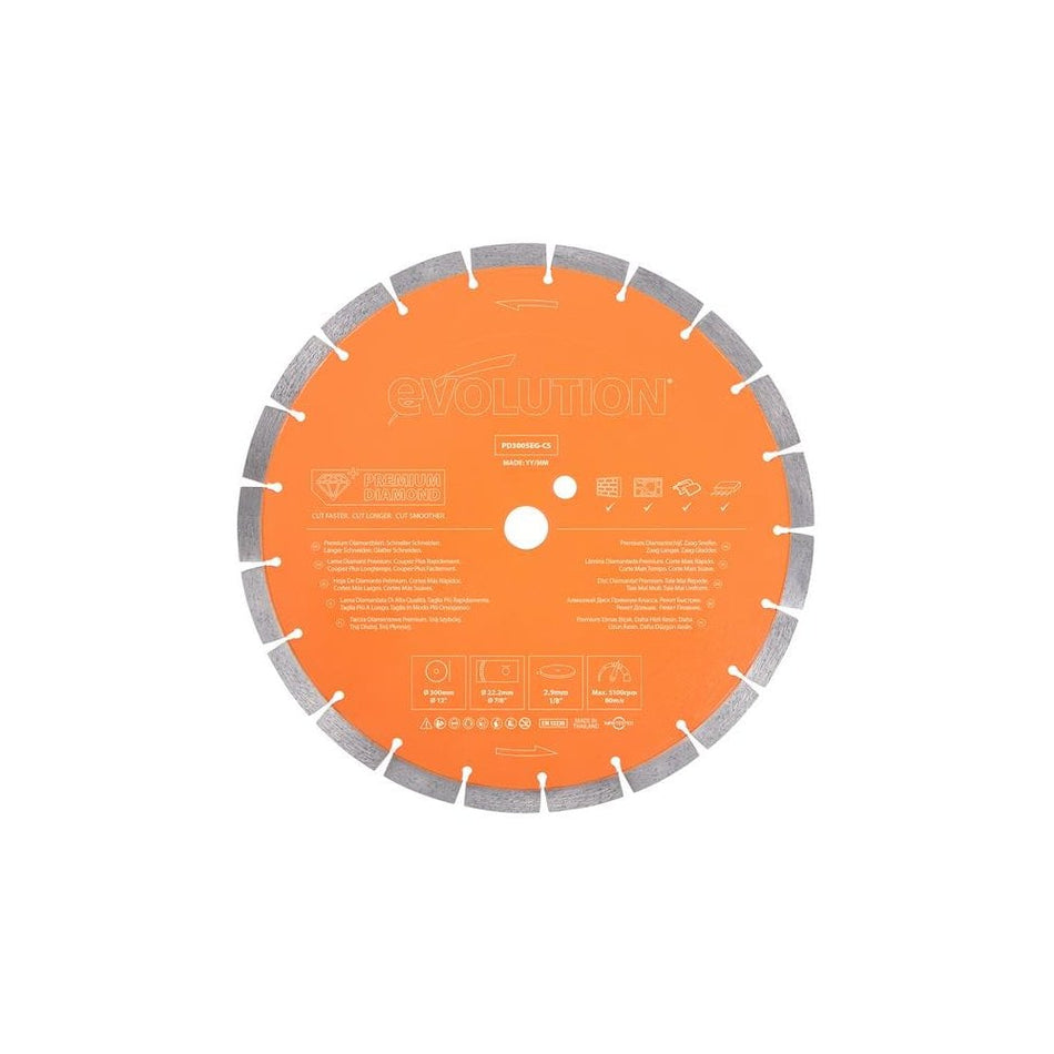 Evolution Premium Diamond Disc Cutter Blade 300 x 22.2mm