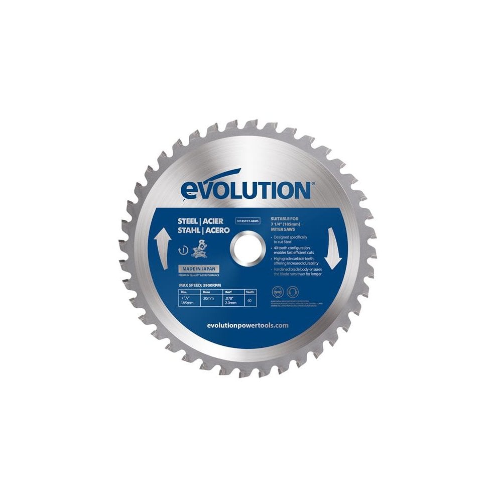 Evolution Mild Steel Cutting Mitre Saw Blade 185 x 20mm x 40T