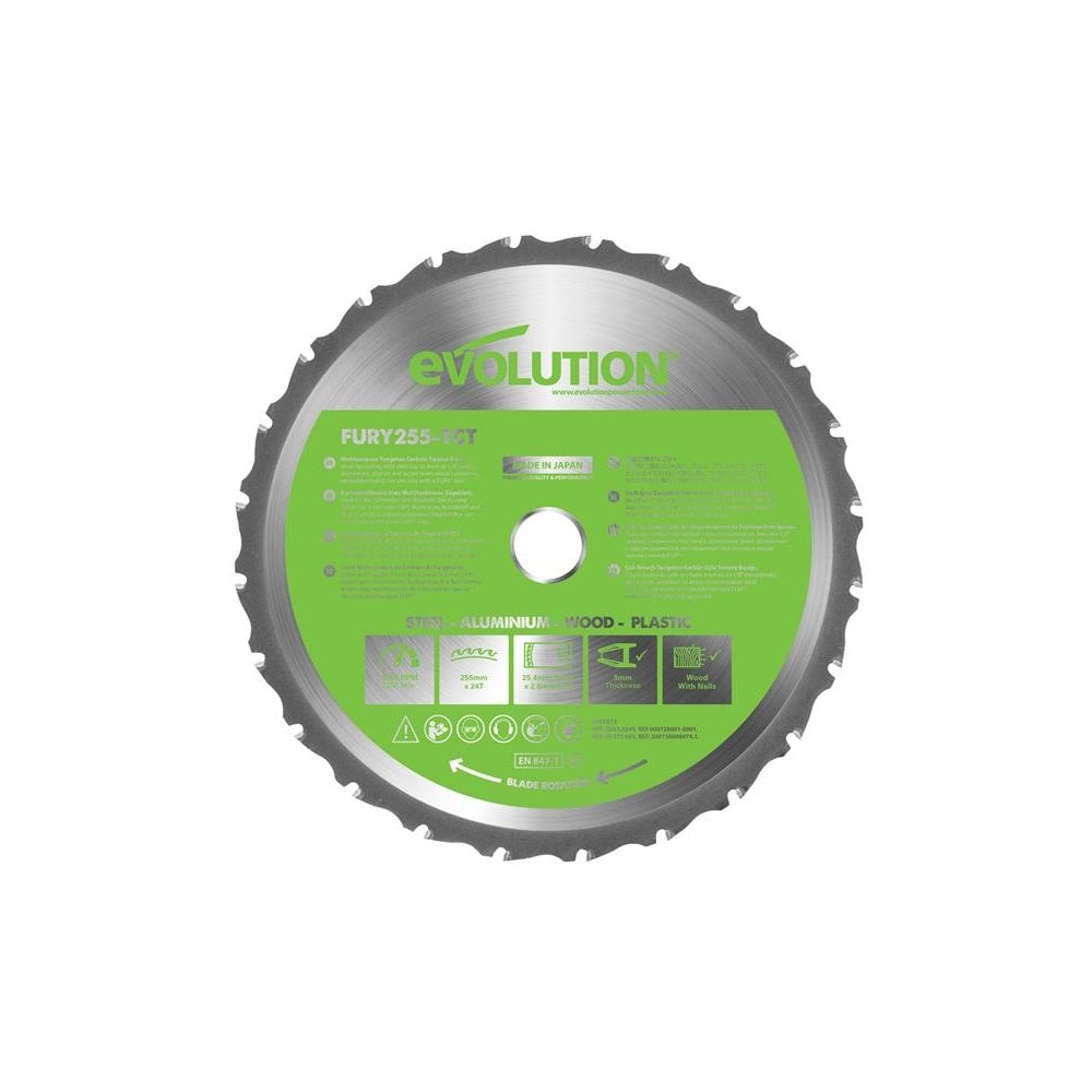 Evolution FURY© Multi-Purpose TCT Circular Saw Blade 255 x 25.4mm x 24T
