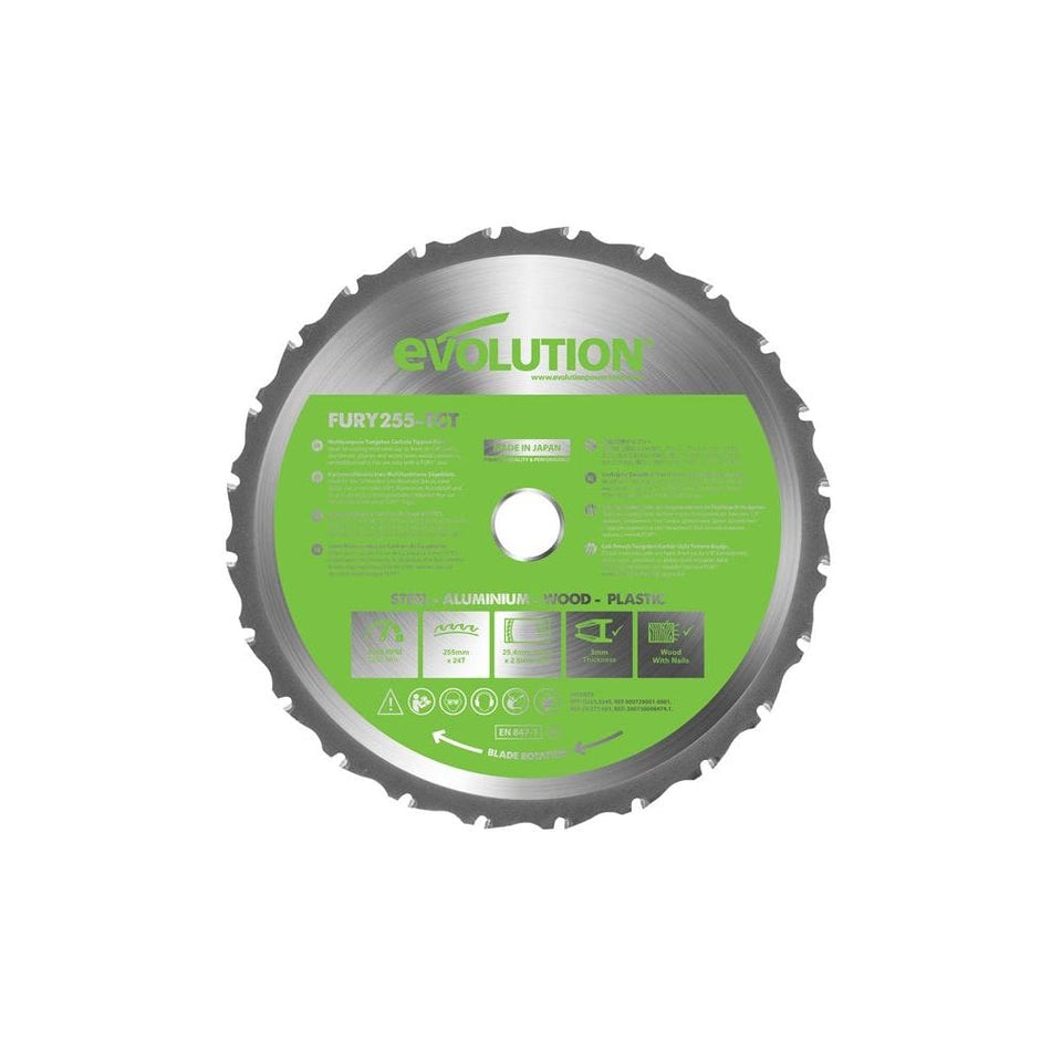 Evolution FURY© Multi-Purpose TCT Circular Saw Blade 255 x 25.4mm x 24T