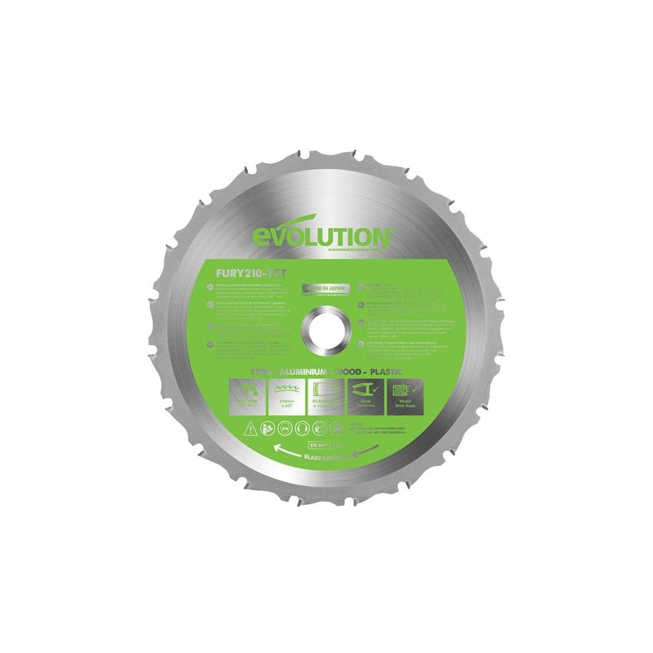 Evolution FURY© Multi-Purpose TCT Circular Saw Blade 210 x 25.4mm x 20T