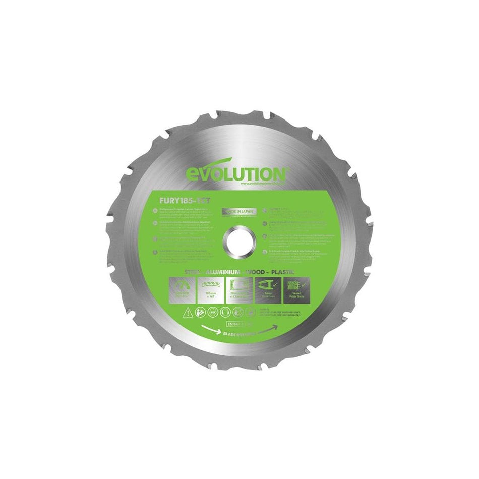 Evolution FURY© Multi-Purpose TCT Circular Saw Blade 185 x 20mm x 16T