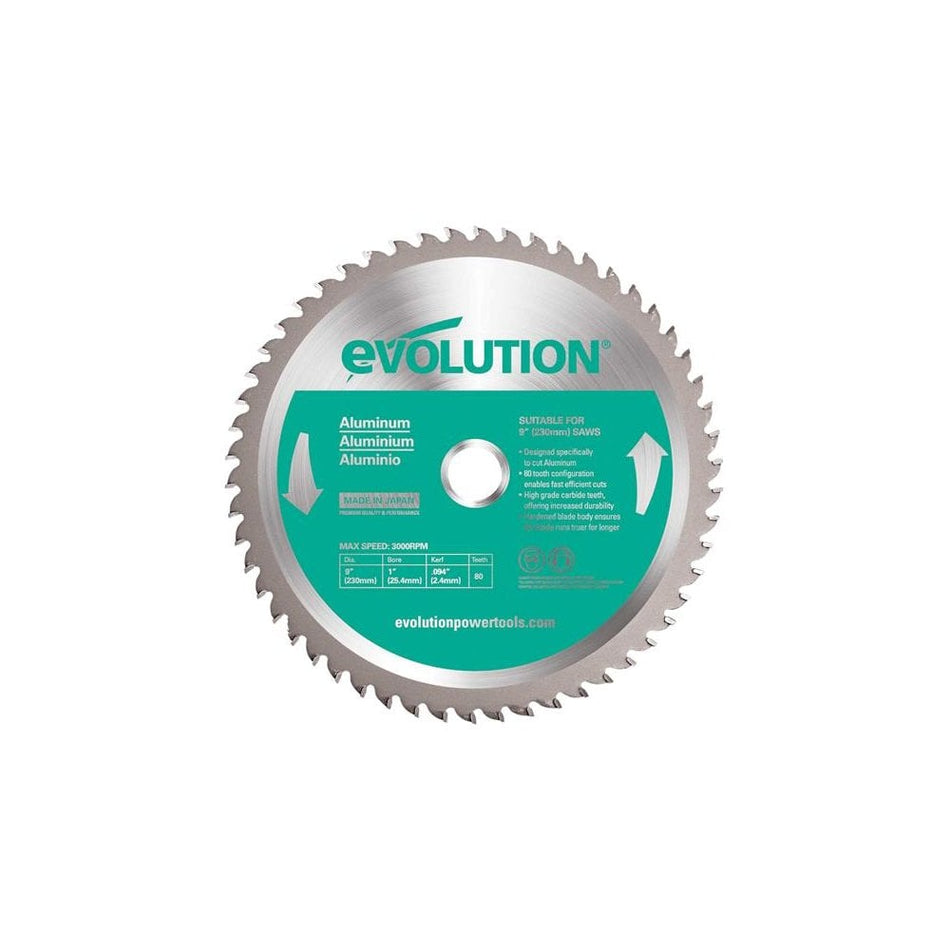 Evolution Aluminium Cutting Mitre Saw Blade 230 x 25.4mm x 80T