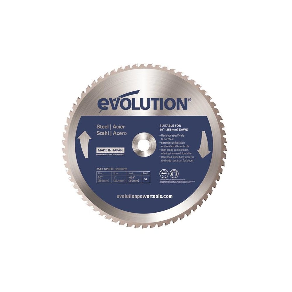 Evolution Mild Steel Cutting Mitre Saw Blade 255 x 25.4mm x 52T