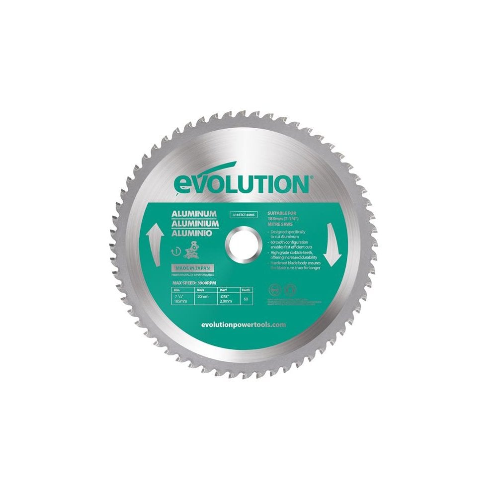 Evolution Aluminium Cutting Circular Saw Blade 185 x 20mm x 60T