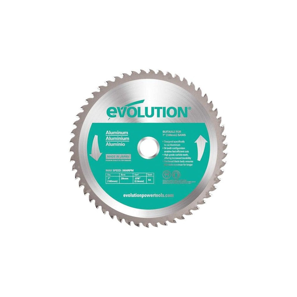 Evolution Aluminium Cutting Circular Saw Blade 180 x 20mm x 54T