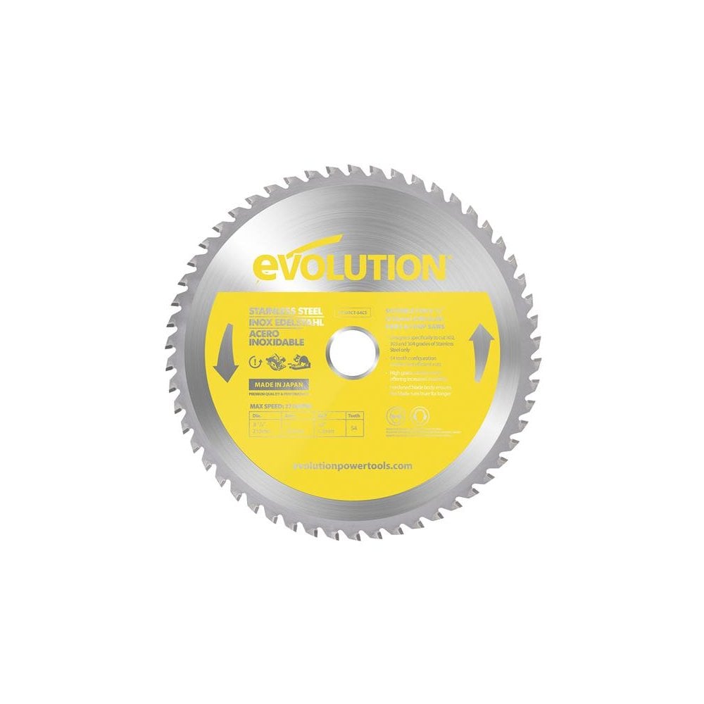 Evolution Stainless Steel Cutting Circular Saw Blade 210 x 25.4mm x 54T
