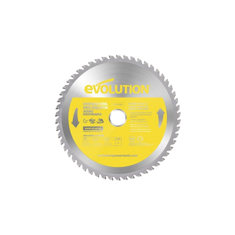 Evolution Stainless Steel Cutting Circular Saw Blade 210 x 25.4mm x 54T
