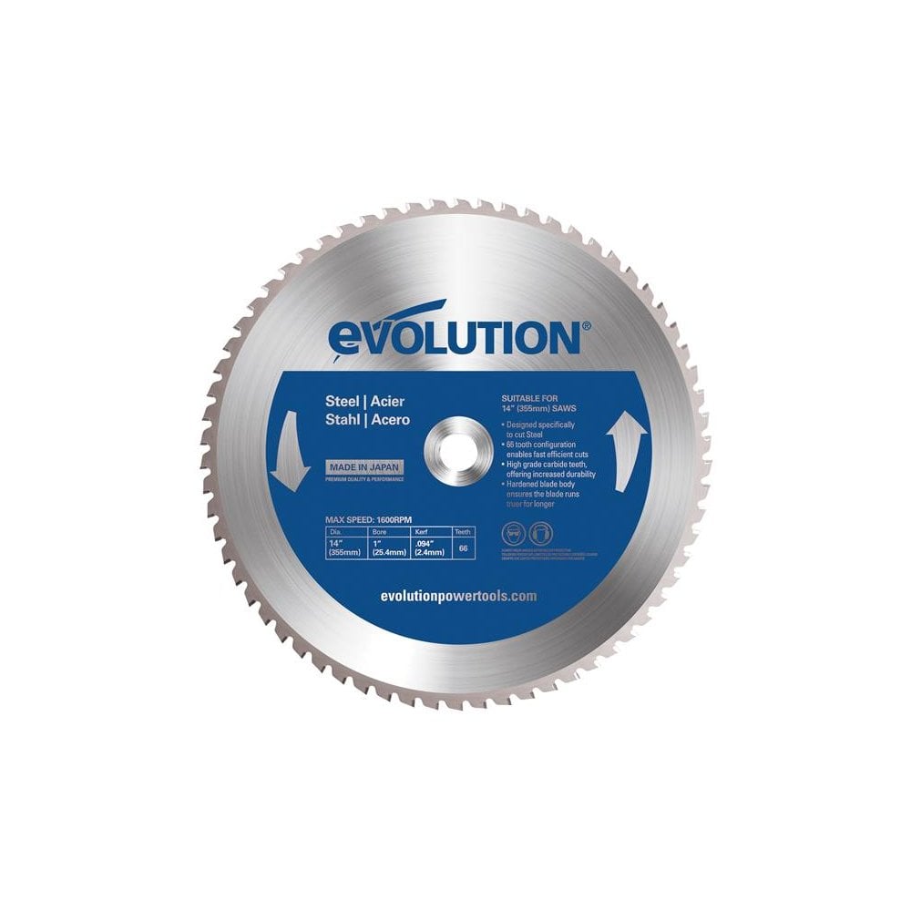 Evolution Mild Steel Cutting Chop Saw Blade 355 x 25.4mm x 66T