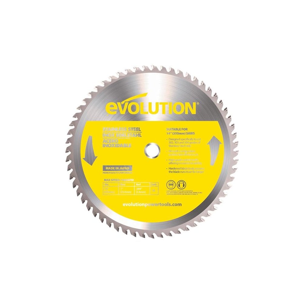 Evolution Stainless Steel Cutting Chop Saw Blade 355 x 25.4mm x 90T