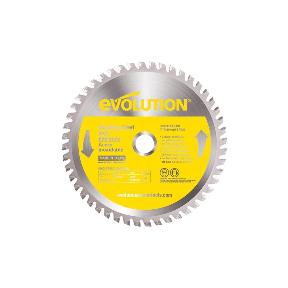 Evolution Stainless Steel Cutting Circular Saw Blade 180 x 20mm x 48T