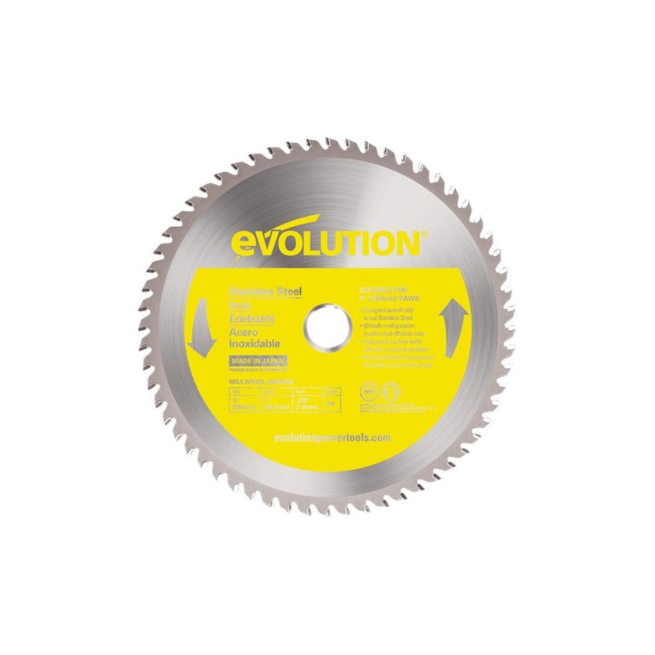 Evolution Stainless Steel Cutting Circular Saw Blade 230 x 25.4mm x 60T