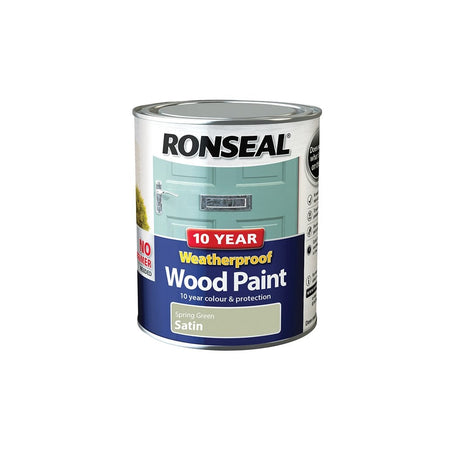 Ronseal 10 Year Weatherproof 2-in-1 Wood Paint Spring Green Satin 750ml