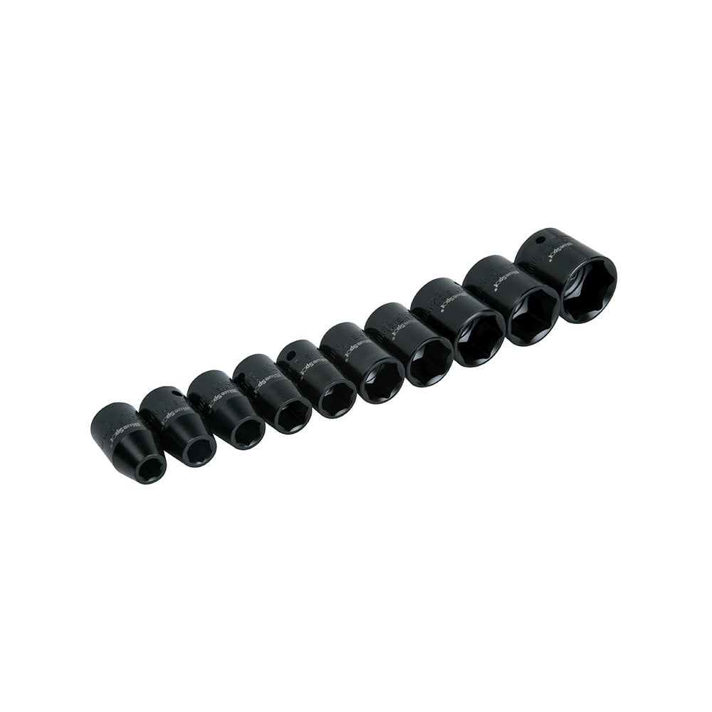BlueSpot Tools 1/2in Metric Impact Socket Set 9-27mm, 10 Piece