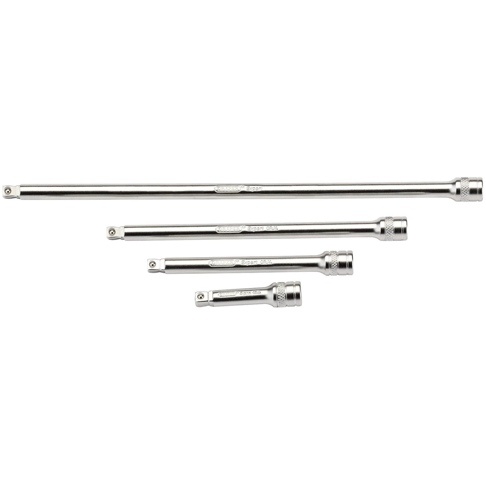 DRAPER 1/4" Square Drive Satin Chrome Wobble Extension Bar Set (4 Piece): Model No. B-WEXT/4