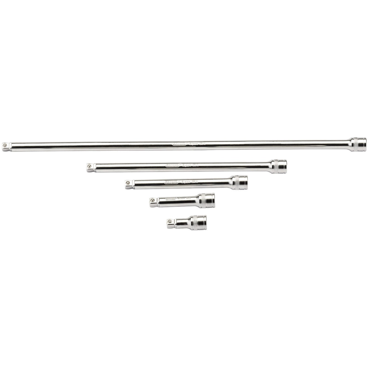 DRAPER 3/8" Square Drive Satin Chrome Wobble Extension Bar Set (5 Piece): Model No. D-WEXT/5