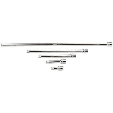 DRAPER 3/8" Square Drive Satin Chrome Wobble Extension Bar Set (5 Piece): Model No. D-WEXT/5