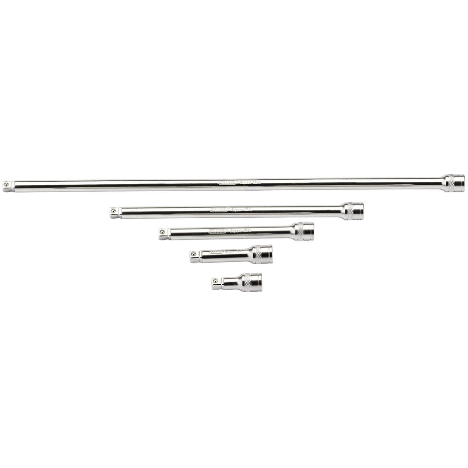 DRAPER 3/8" Square Drive Satin Chrome Wobble Extension Bar Set (5 Piece): Model No. D-WEXT/5