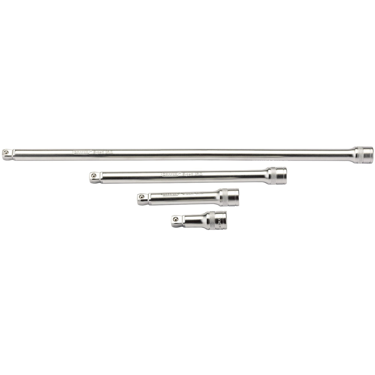 DRAPER 1/2" Square Drive Satin Chrome Wobble Extension Bar Set (4 Piece): Model No. H-WEXT/4