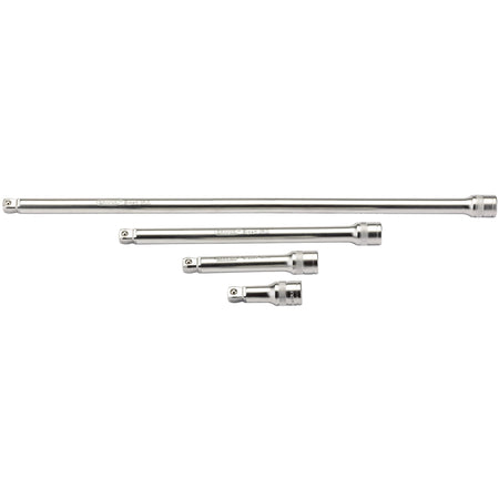 DRAPER 1/2" Square Drive Satin Chrome Wobble Extension Bar Set (4 Piece): Model No. H-WEXT/4