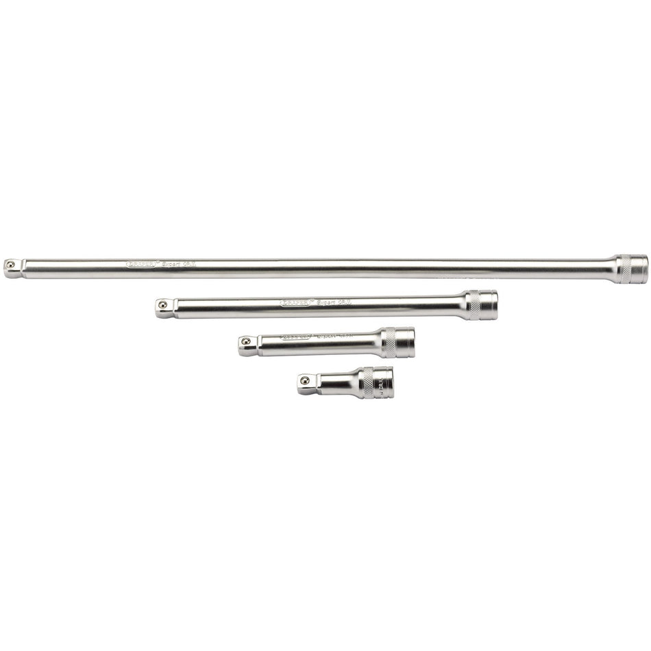 DRAPER 1/2" Square Drive Satin Chrome Wobble Extension Bar Set (4 Piece): Model No. H-WEXT/4