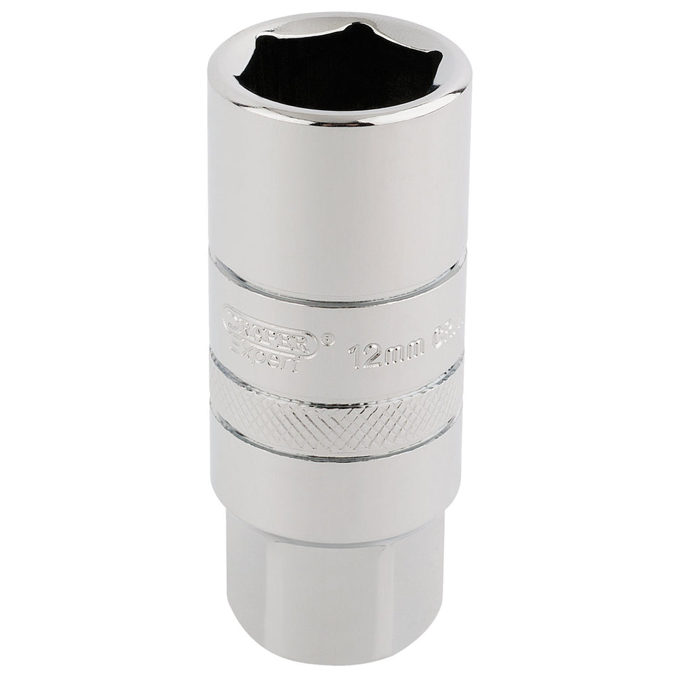 DRAPER 3/8" Square Drive 12mm Thread 6 Point Spark Plug Socket (18mm Socket): Model No. DT-PLUG/B