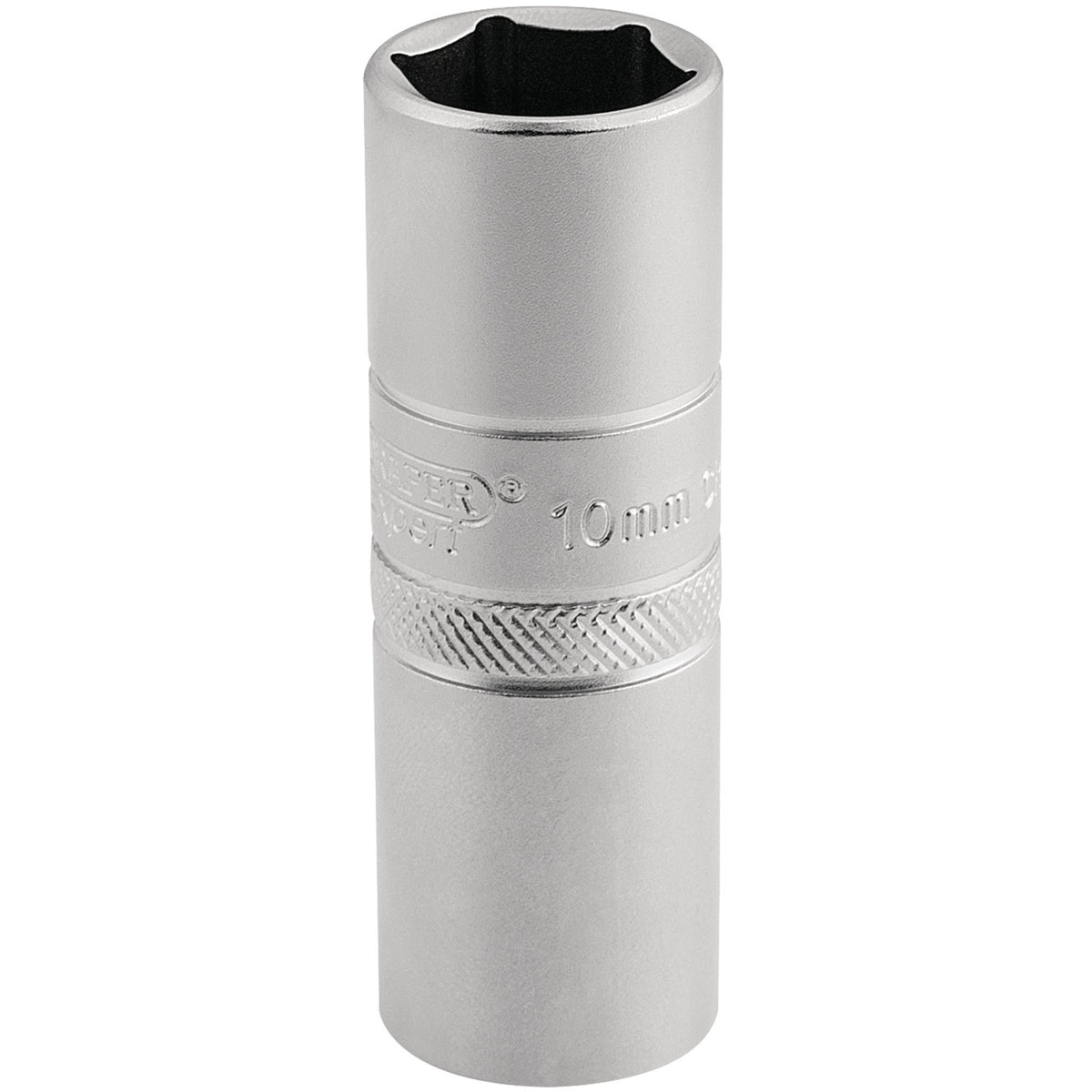 DRAPER 1/2" Square Drive 10mm Thread 6 Point Satin Chrome Spark Plug Socket (16mm Socket): Model No. HT-PLUG/MS