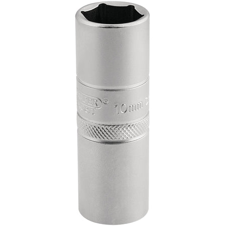 DRAPER 1/2" Square Drive 10mm Thread 6 Point Satin Chrome Spark Plug Socket (16mm Socket): Model No. HT-PLUG/MS