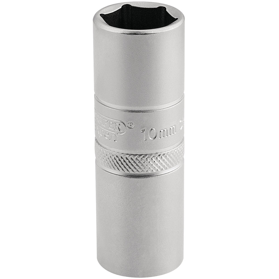 DRAPER 1/2" Square Drive 10mm Thread 6 Point Satin Chrome Spark Plug Socket (16mm Socket): Model No. HT-PLUG/MS