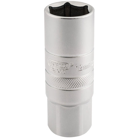 DRAPER 1/2" Square Drive 12mm Thread 6 Point Satin Chrome Spark Plug Socket (18mm Socket): Model No. HT-PLUG/MS