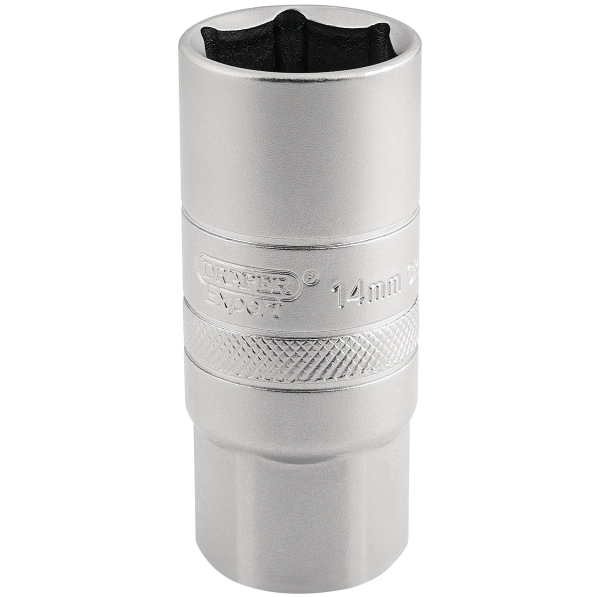 DRAPER 1/2" Square Drive 14mm Thread 6 Point Satin Chrome Spark Plug Socket (21mm Socket): Model No. HT-PLUG/MS
