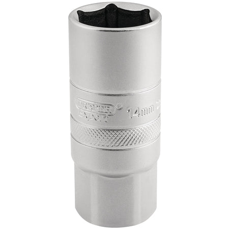 DRAPER 1/2" Square Drive 14mm Thread 6 Point Satin Chrome Spark Plug Socket (21mm Socket): Model No. HT-PLUG/MS