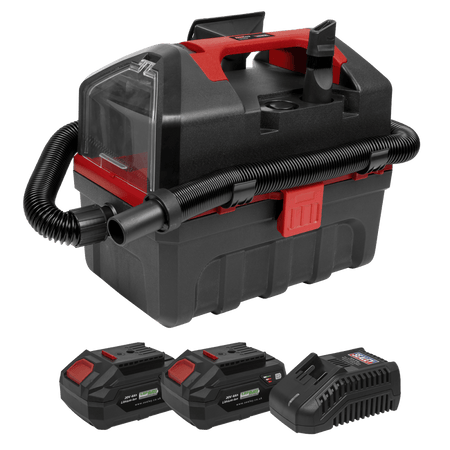 Sealey Cordless Wet & Dry Vacuum Kit 2 Batteries - 20V 4Ah SV20 Series Model No - CP20VWDVKIT