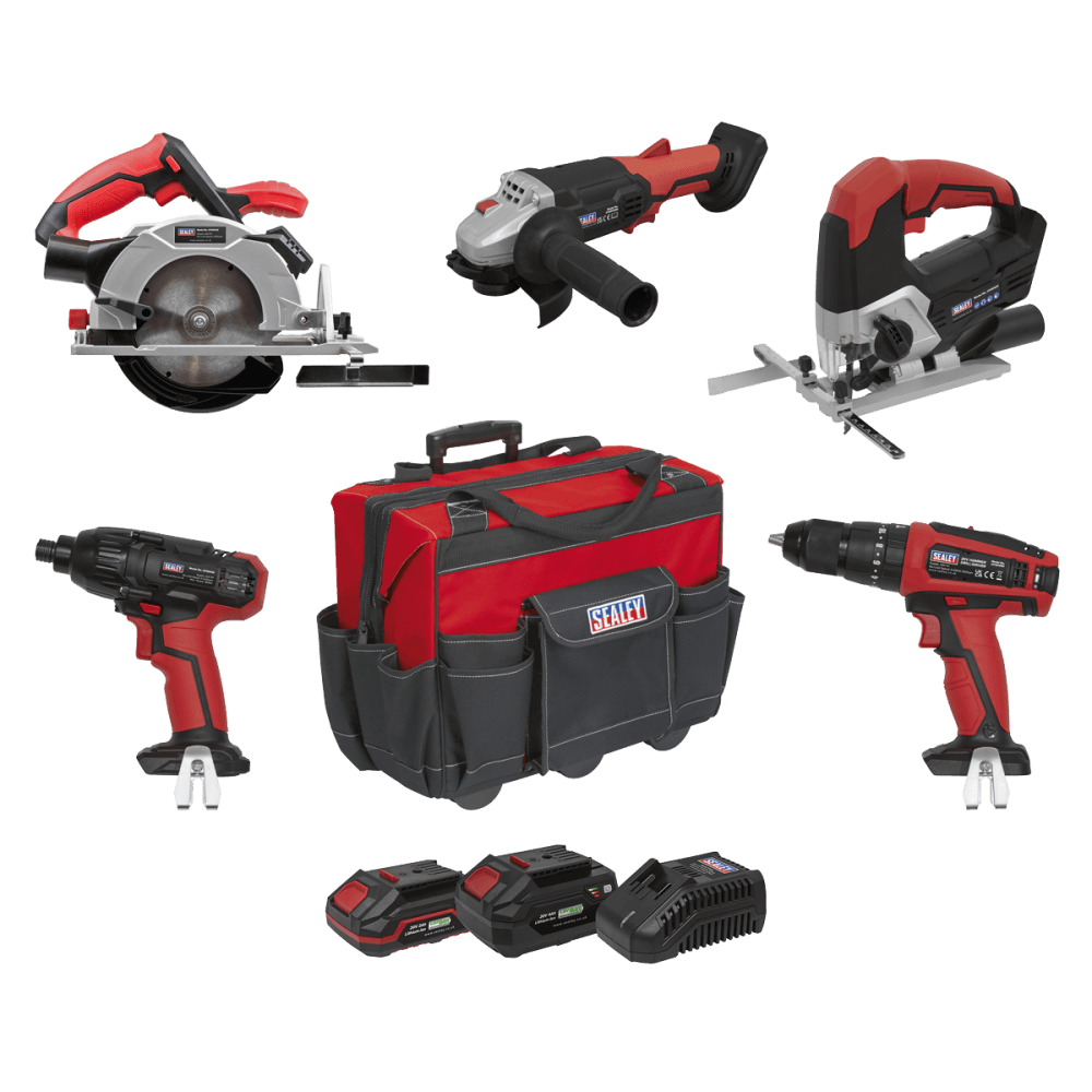 Sealey 5 x 20V SV20 Series Cordless 5 Tool Combo Kit - 2 Batteries Model No - CP20VCOMBO13