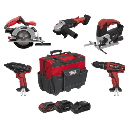 Sealey 5 x 20V SV20 Series Cordless 5 Tool Combo Kit - 2 Batteries Model No - CP20VCOMBO13