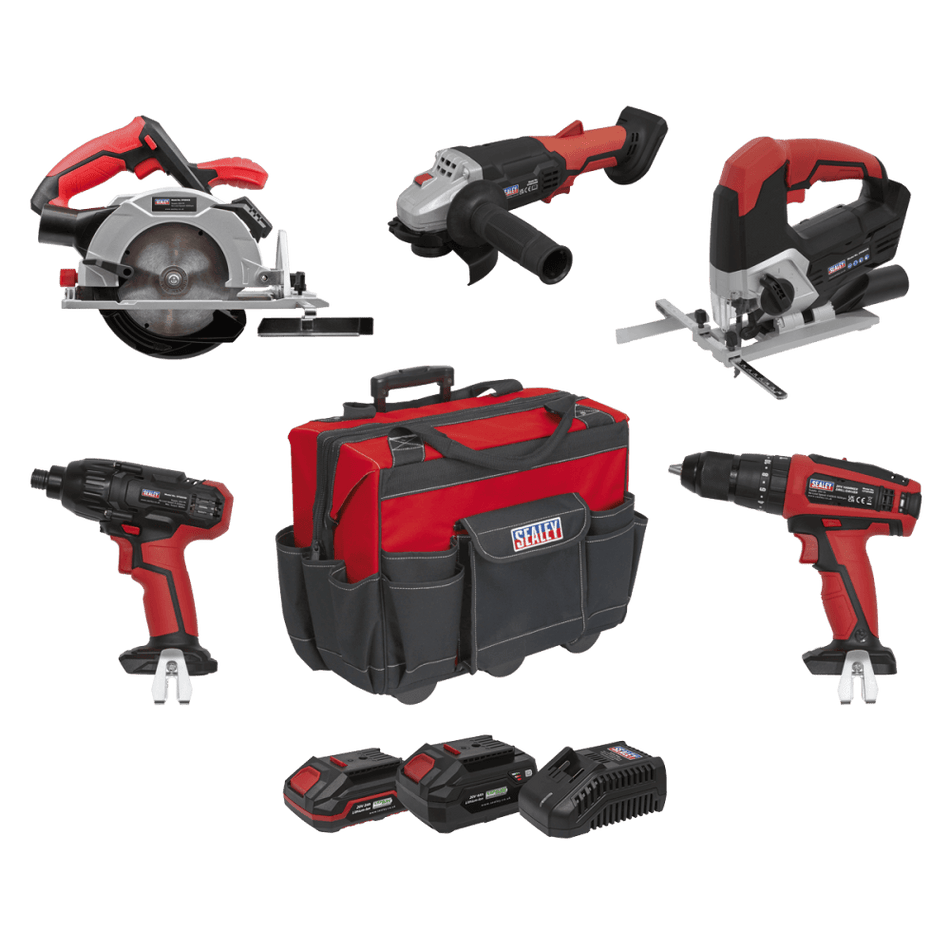 Sealey 5 x 20V SV20 Series Cordless 5 Tool Combo Kit - 2 Batteries Model No - CP20VCOMBO13