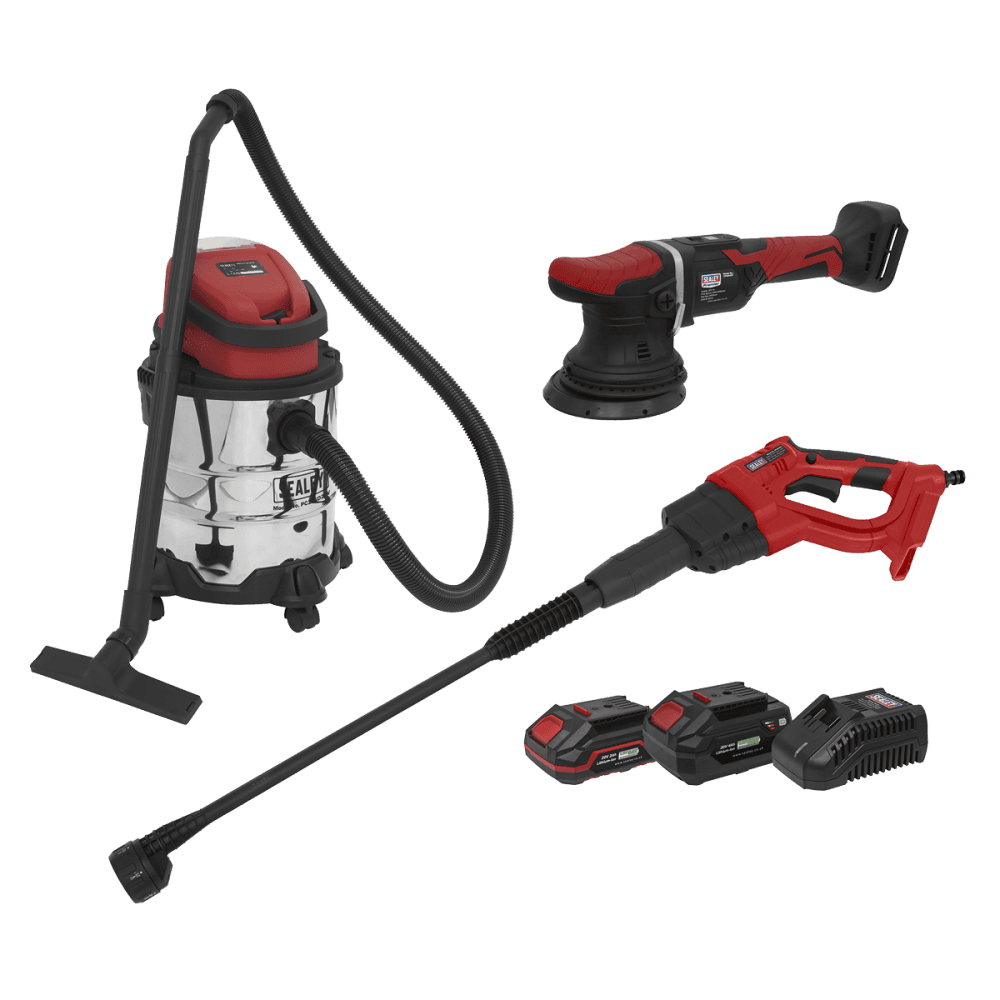Sealey 3 x 20V SV20 Series Cordless Car Valeting Combo Kit - 2 Batteries Model No - CP20VCOMBO10