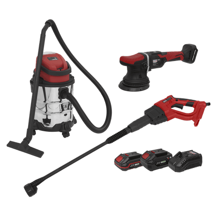 Sealey 3 x 20V SV20 Series Cordless Car Valeting Combo Kit - 2 Batteries Model No - CP20VCOMBO10