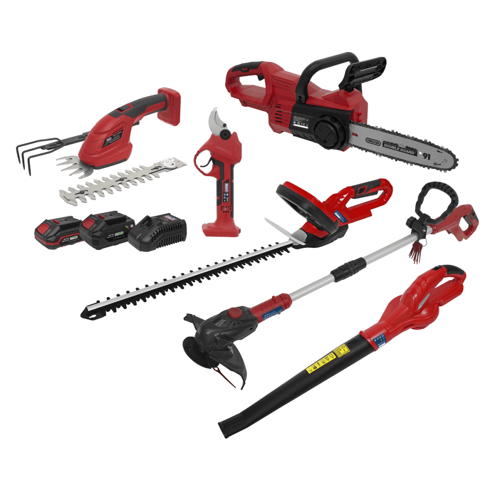 Sealey 6 x 20V SV20 Series Garden Maintenance Combo Kit - 2 Batteries Model No - CP20VCOMBO15