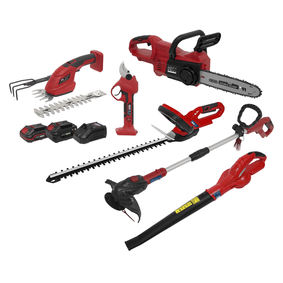 Sealey 6 x 20V SV20 Series Garden Maintenance Combo Kit - 2 Batteries Model No - CP20VCOMBO15