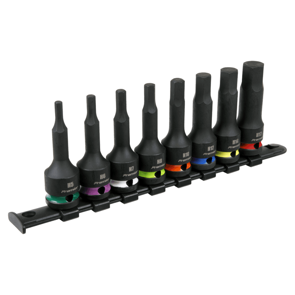 Sealey Hex Impact Socket Bit Set 8pc 1/2"Sq Drive Model No - AK56001
