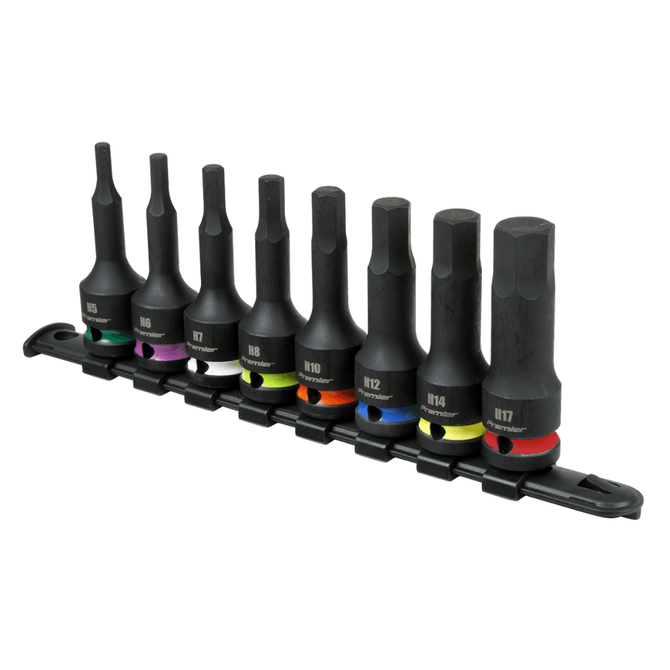 Sealey Hex Impact Socket Bit Set 8pc 1/2"Sq Drive Model No - AK56001