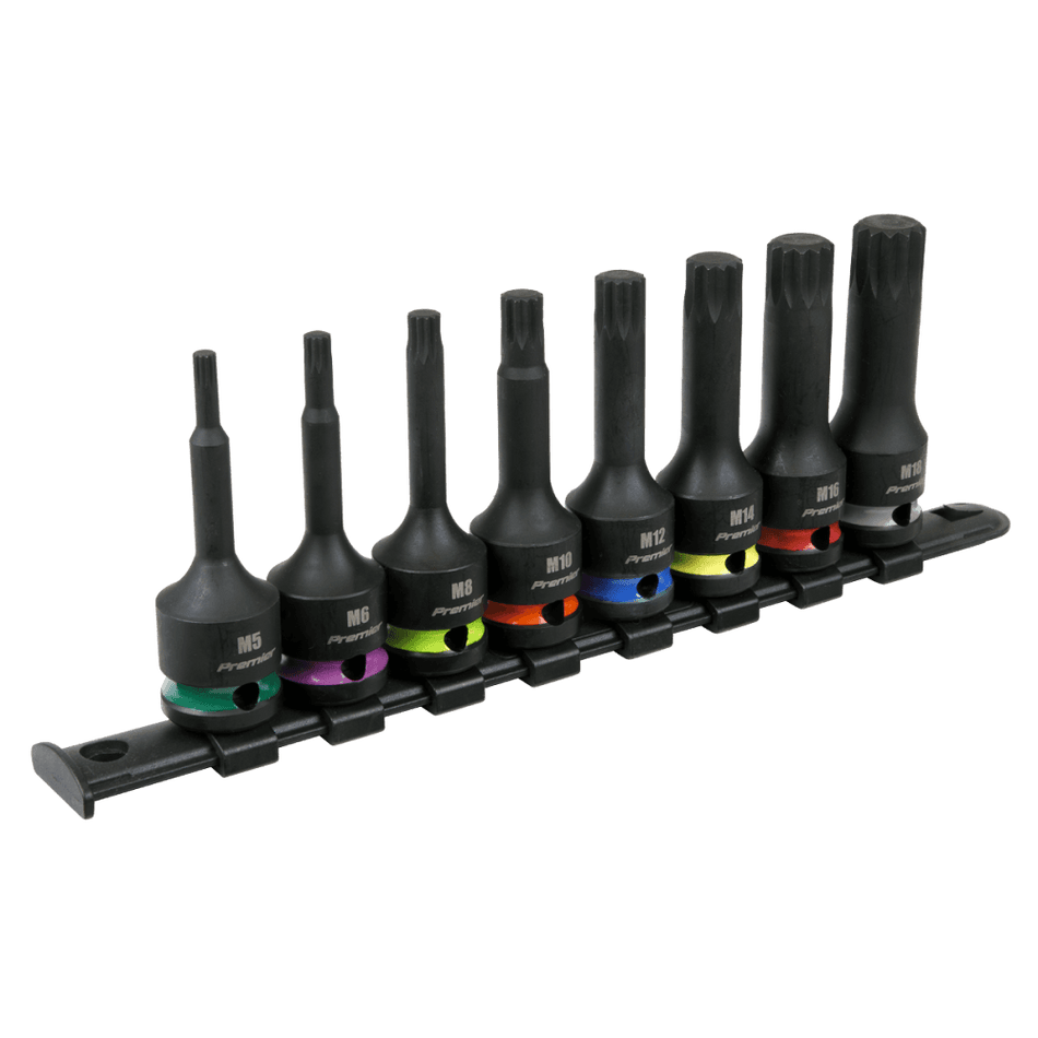 Sealey Spline Impact Socket Bit Set 8pc 1/2"Sq Drive Model No - AK56004