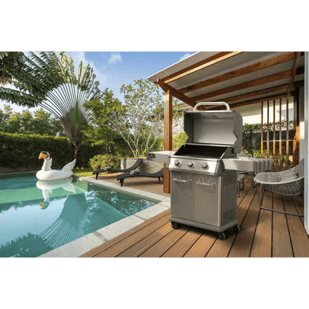 Sealey Dellonda 3 Burner Deluxe Gas BBQ Grill, Piezo Ignition, Stainless Steel, Wheels Model No - DG16