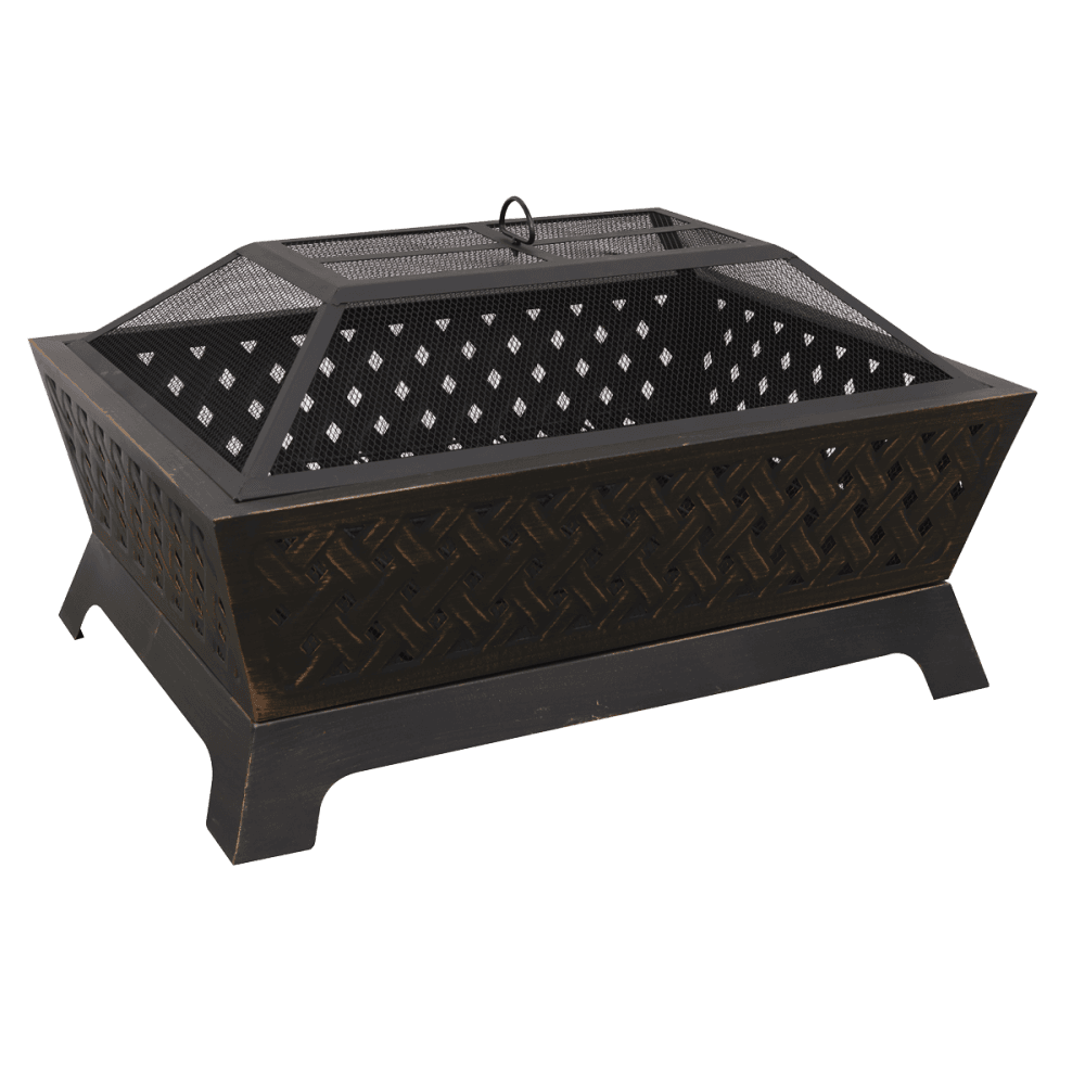Sealey Dellonda 35" Rectangular Outdoor Fire Pit, Antique Bronze Effect Model No - DG44