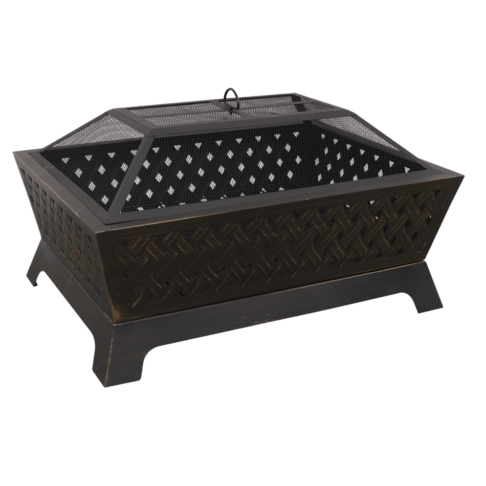 Sealey Dellonda 35" Rectangular Outdoor Fire Pit, Antique Bronze Effect Model No - DG44